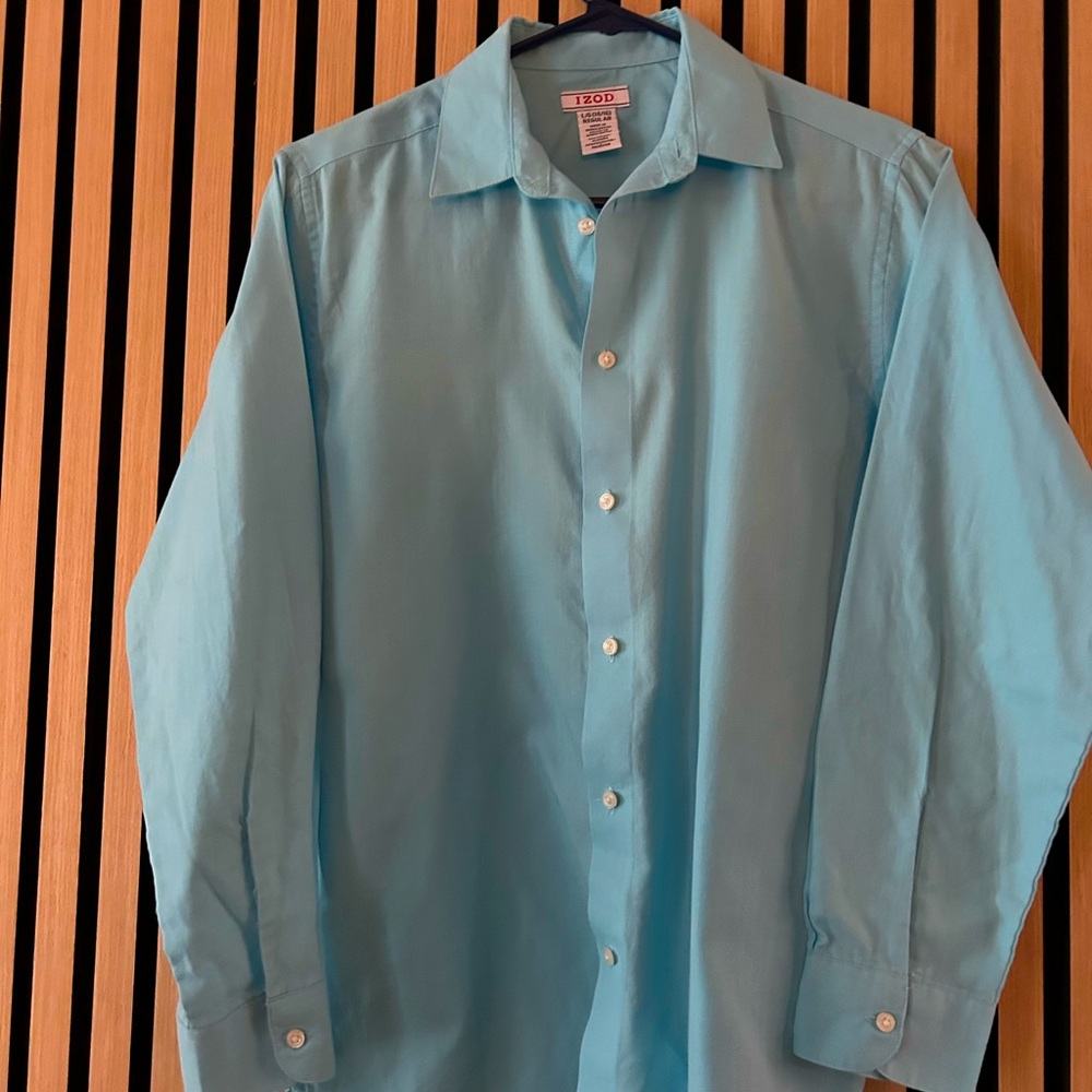 Boys izod large 14/16 aqua blue button down